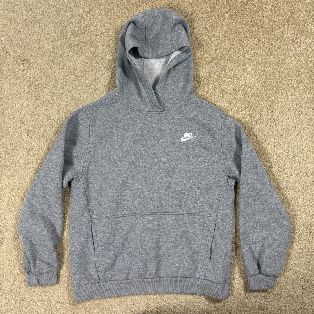 Nike Youth Club Fleece Pullover Hoodie Light Gray XL